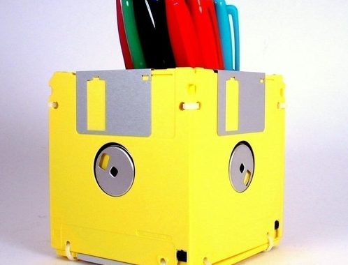 floppy disk pen and pencil holder