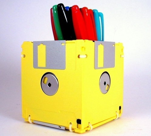 floppy disk pen and pencil holder